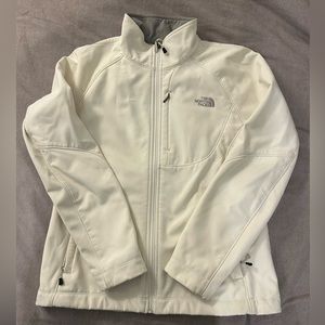 The North Face Soft Shell Full Zip Jacket Coat Off White Large L